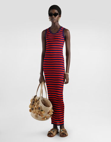 Klä Dolce & Gabbana Dolce & Gabbana Ribbed Viscose Striped Tank Dress Flerfärgad | FXS48ZJAIRRF4524, 1