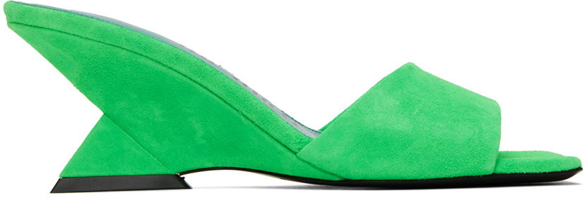 Smycke The Attico Attico Cheope Suede Wedge Mules Grön | 232WS605 L007
