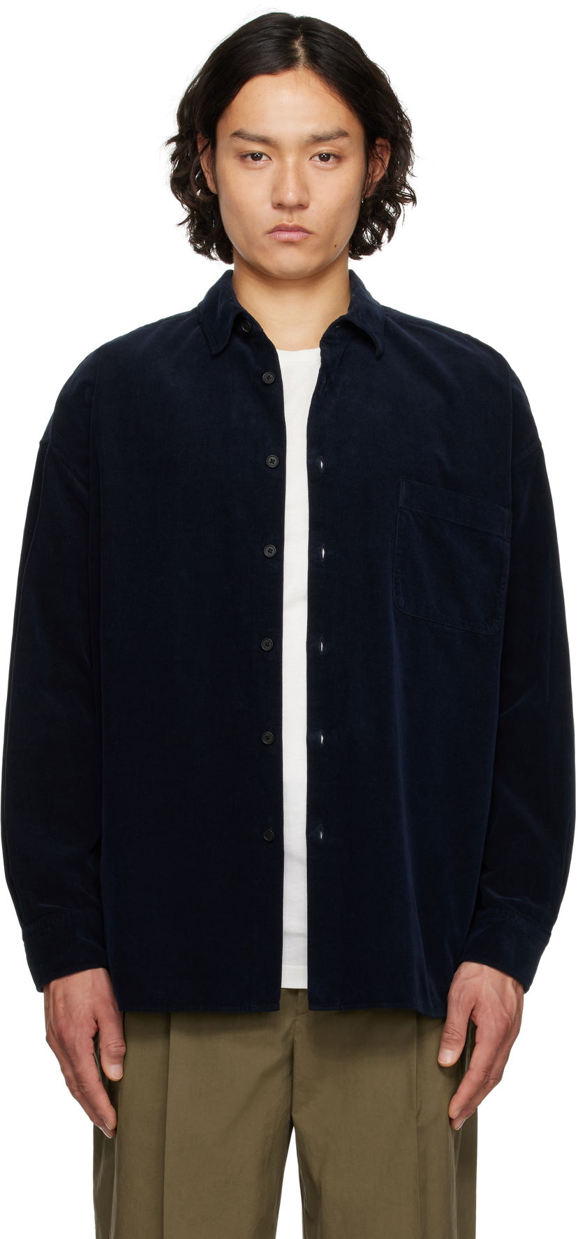 Skjorta The Row The Row Lancaster Corduroy Shirt Mörkblå | 882-W3737