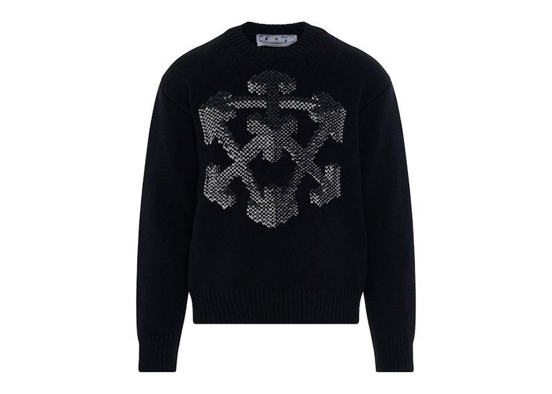 Sweatshirt Off-White 3D Arrow Chunky Knit Sweatshirt Black/Grey Svart | OMHE085F21KNI0021009