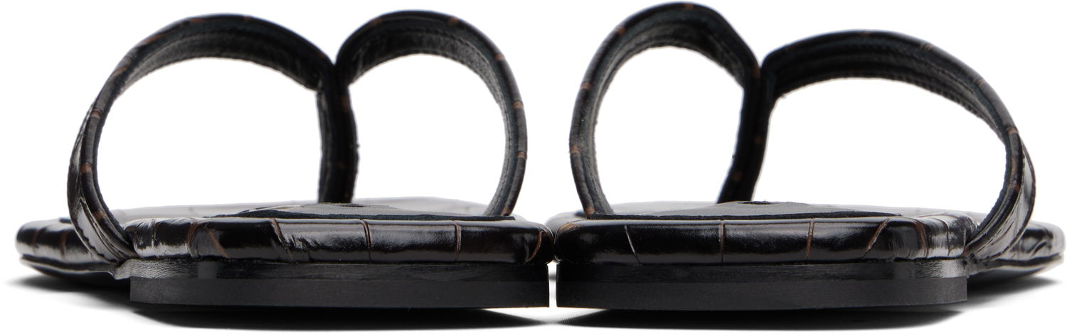 Kläder TOTEME TOTEME Croco-Embossed Flip-Flops Svart | 252-WAS4557-LE0076, 1