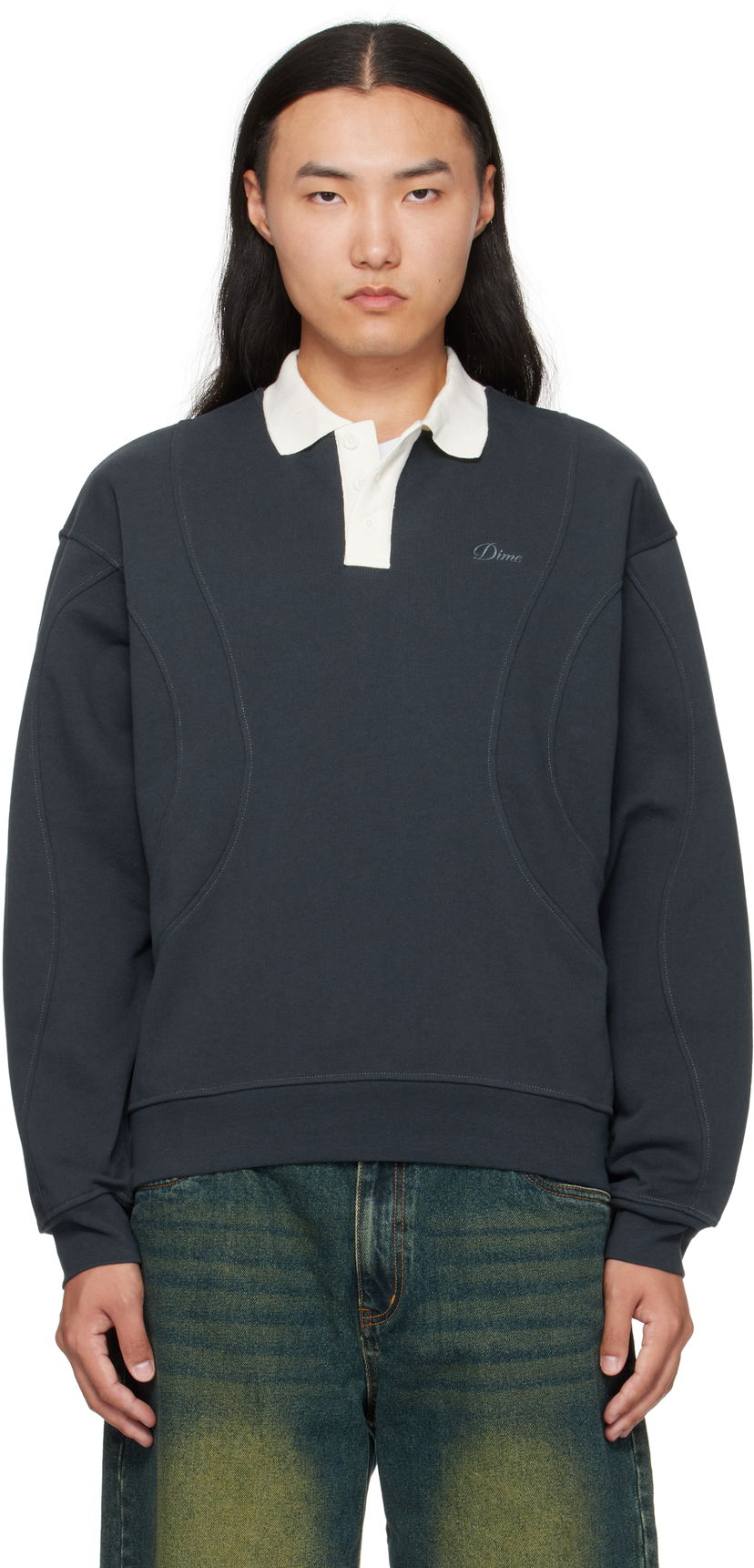 Polotröja Dime Dime French Terry Rugby Polo Svart | DIMEFA255NVY
