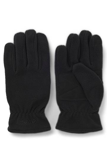Handskar BOSS Fleece gloves with faux-suede palms Svart | 50548737, 0