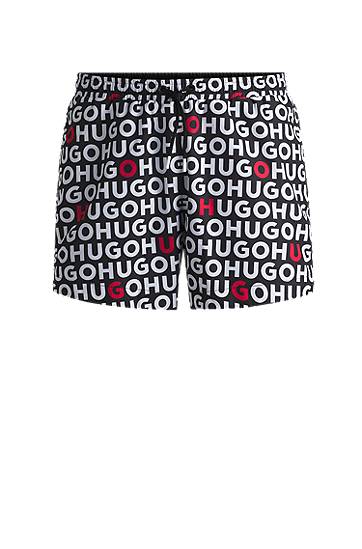 Shorts BOSS Swim Shorts with Logo Print and Drawcord Svart | 50535412