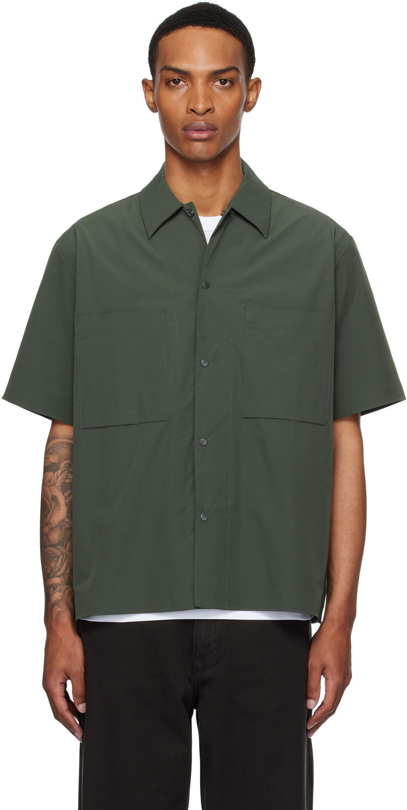 Skjorta NORSE PROJECTS Norse Projects Hermann Travel Light Short Sleeve Shirt Grön | N40-0824