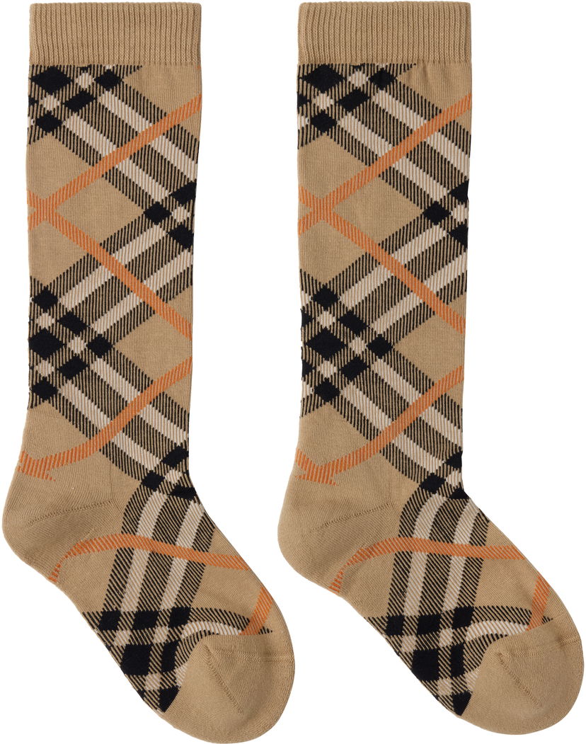 Strumpor Burberry Burberry Check Cotton Blend Knee-High Socks Beige | 8108517