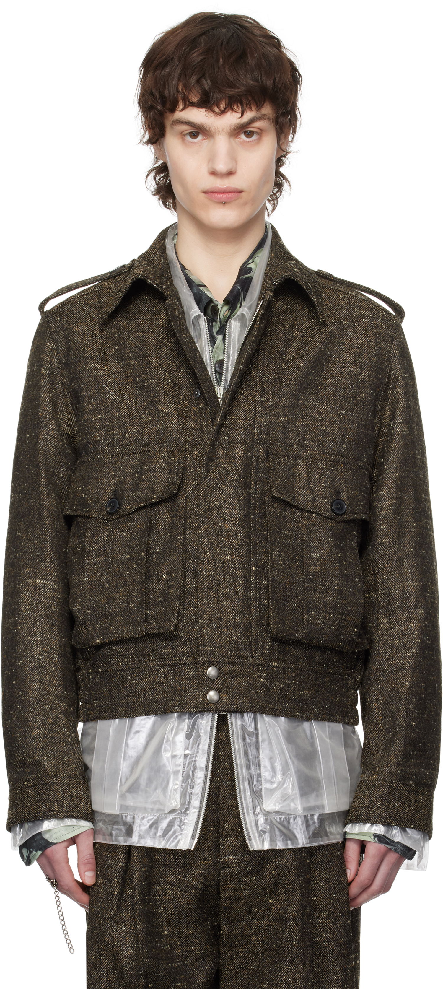 Bomberjacka Dries Van Noten Dries Van Noten Tweed Jacket Brun | 251-020510-1523, 0
