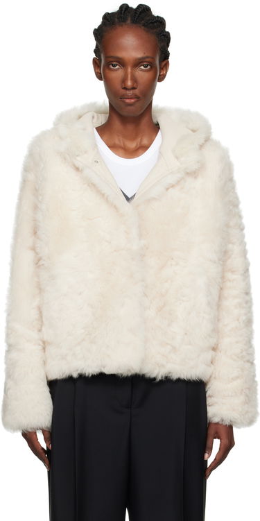 Jacka Yves Salomon Yves Salomon Short Hooded Shearling Jacket Vit | 26W25WYV62461TOSX, 0
