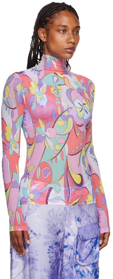 Sweater Collina Strada Collina Strada Cardio Nova Print Turtleneck Top Rosa | XX3340 DEADSTOCK MESH, 1