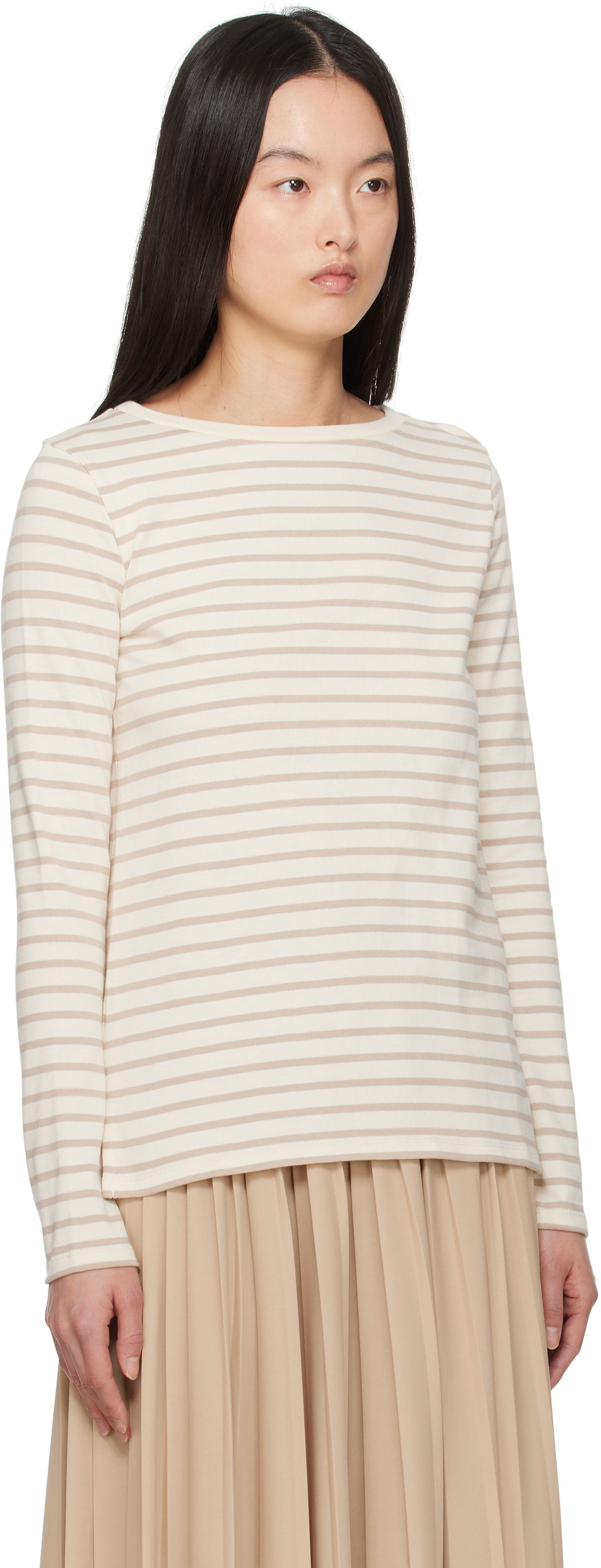 Sweater Max Mara Weekend Max Mara Erasmo Striped Long Sleeve T-Shirt Beige | 2515941061600, 1