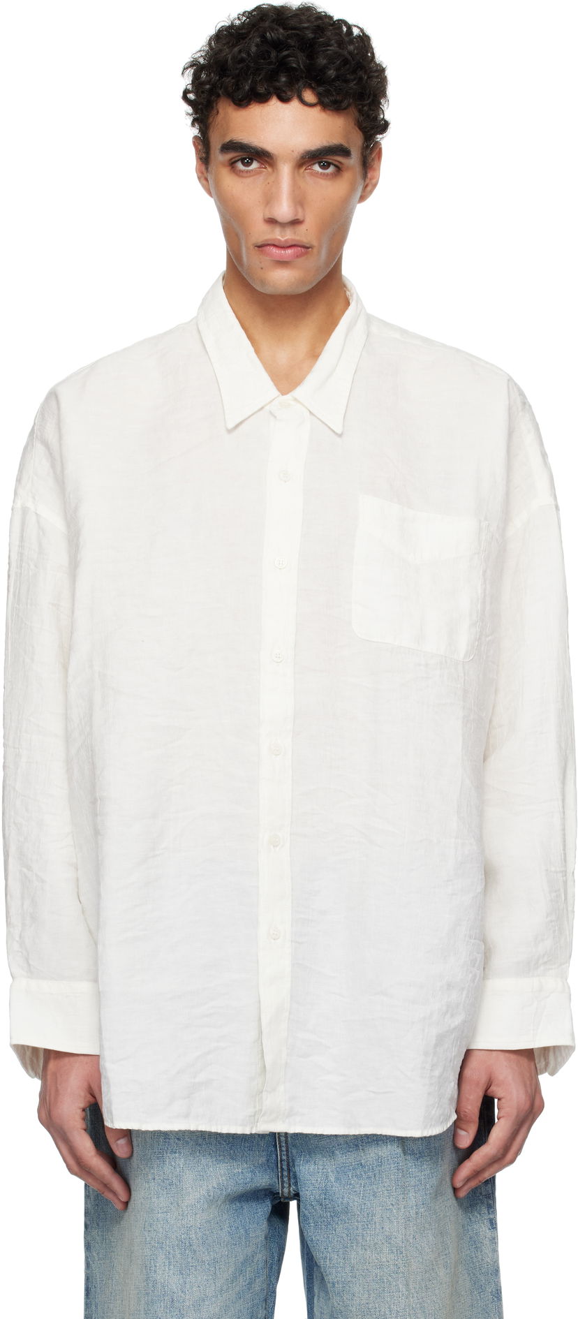 Skjorta R13 R13 Drop Neck Shirt Vit | R13MR004-R364A