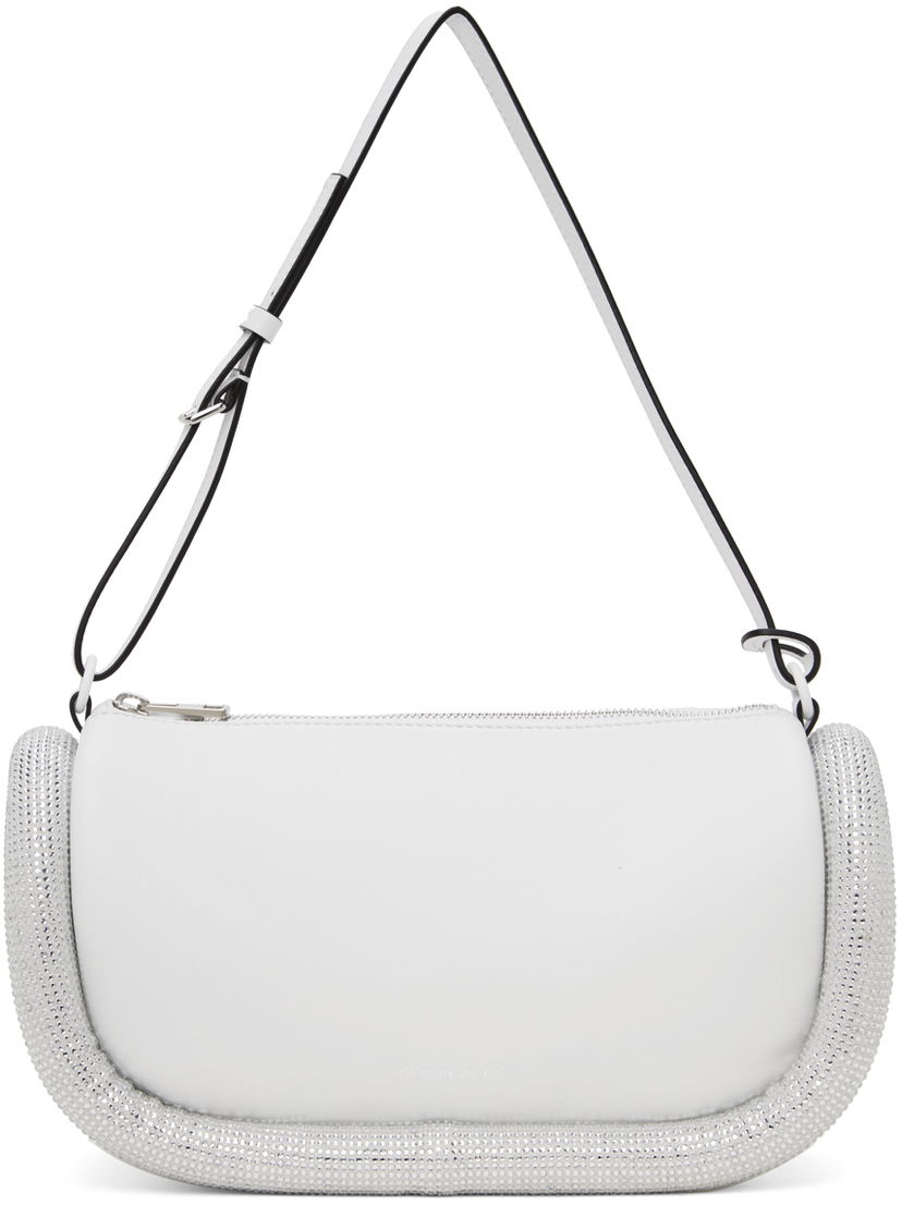 Handväska JW Anderson White Leather Shoulder Bag with Crystal Embellishment Vit | HB0591-LA0088