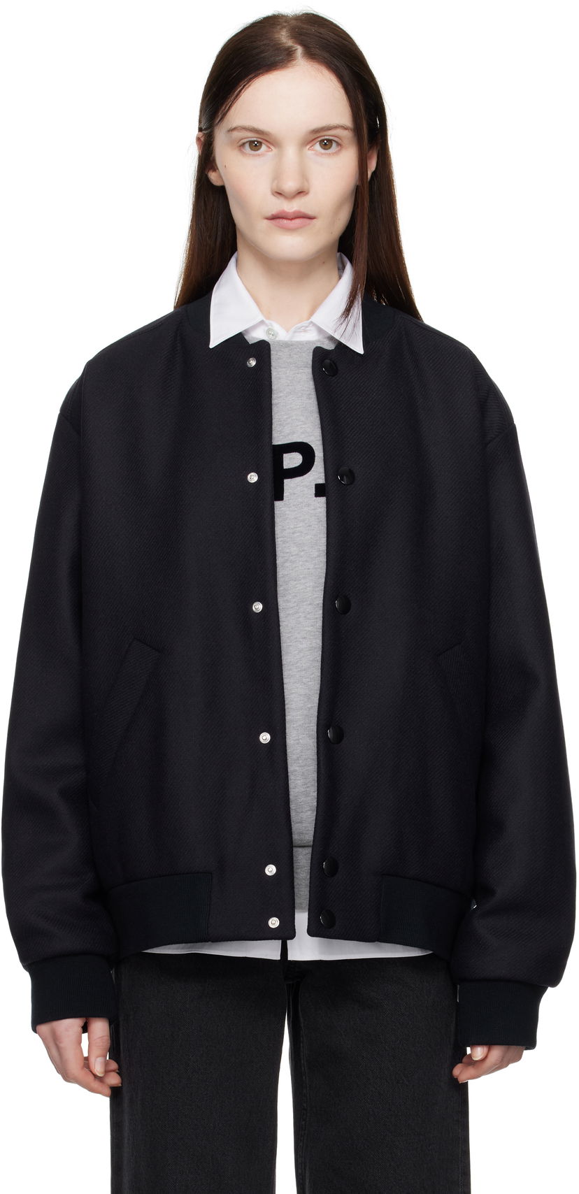 Bomberjacka A.P.C. Wool Bomber Jacket Mörkblå | WVBDE-M02974