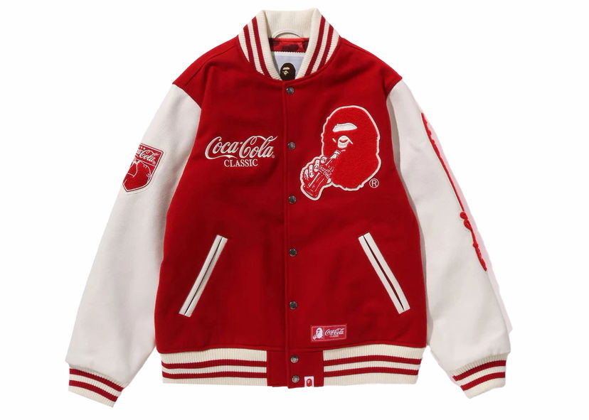 Jacka BAPE BAPE x Coca-Cola Varsity Jacket Red Röd | 1J73-141-905