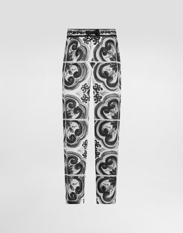 Byxor Dolce & Gabbana Dolce & Gabbana Majolica-Print Linen Trousers Flerfärgad | GV4LHTFP4M8IU3TN, 0