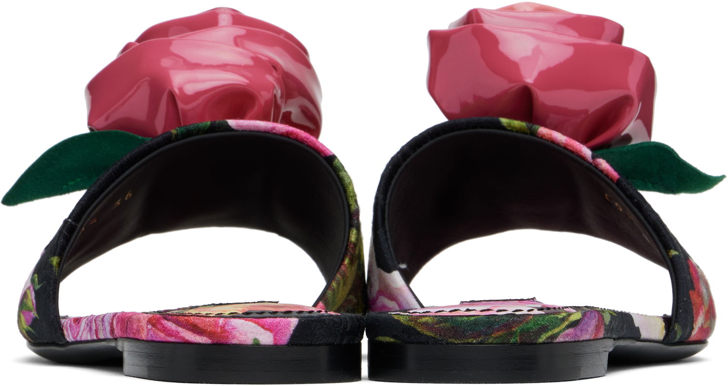 Skovård Dolce & Gabbana Dolce&Gabbana Rose Print Brocade Slide Sandals Flerfärgad | CQ0634 A6N91, 1