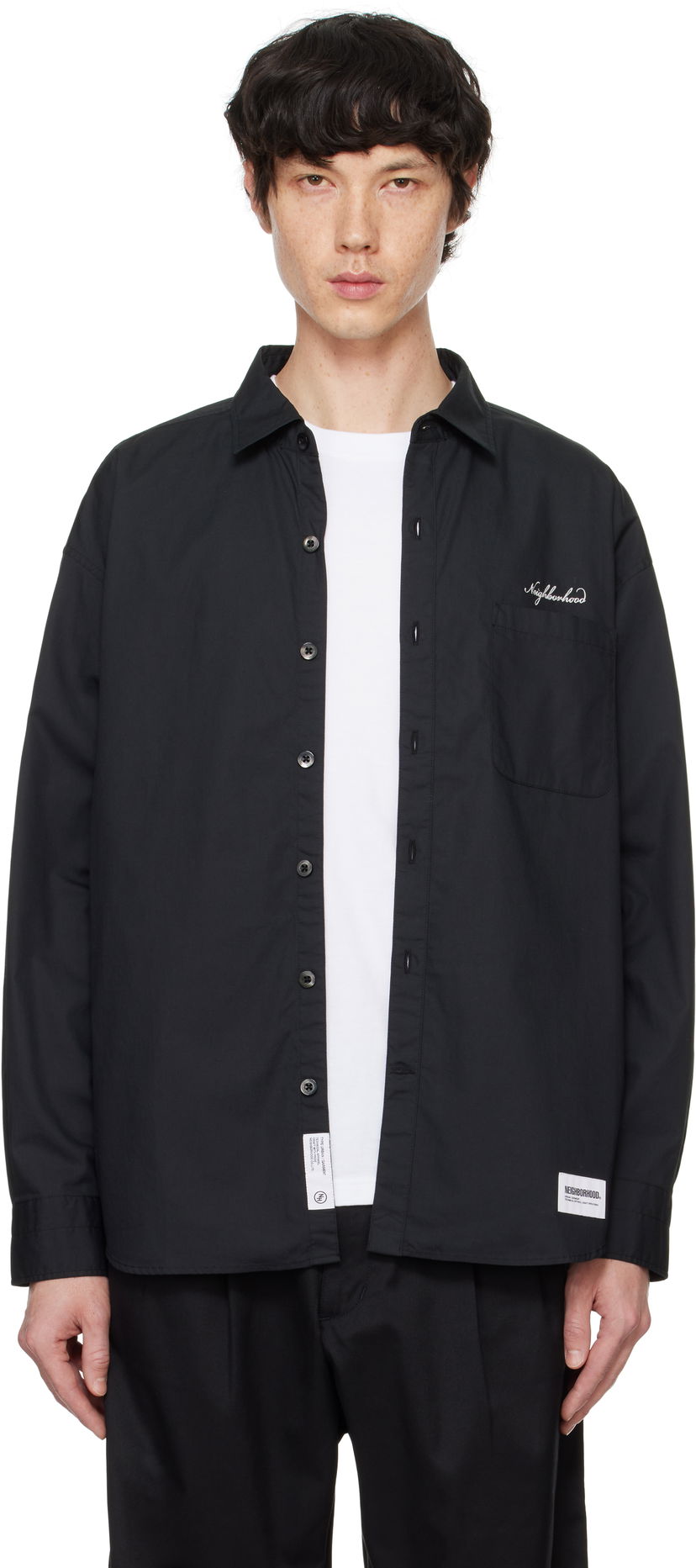 Skjorta Neighborhood Shirt Long Sleeve Svart | 242SPNH-SHM01