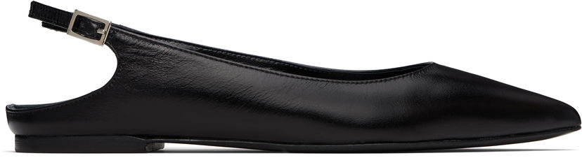 Tillbehör BY FAR BY FAR Koyna Creased Calf Leather Ballerina Flats Svart | MWFFC026CL034BK001PL
