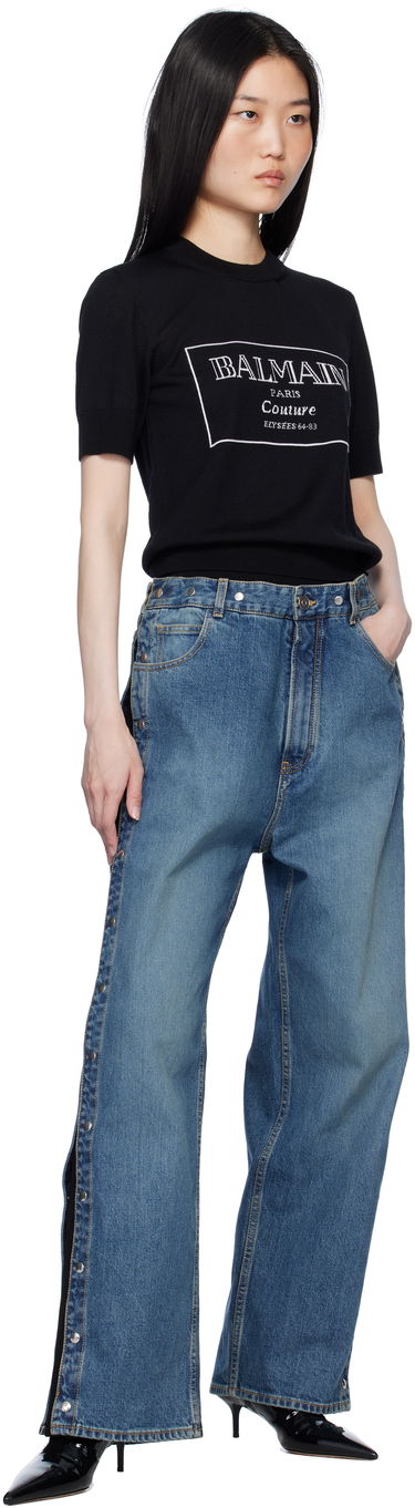 T-shirt Balmain 'Couture' Knit T-shirt Svart | EF1KA115KH87, 3
