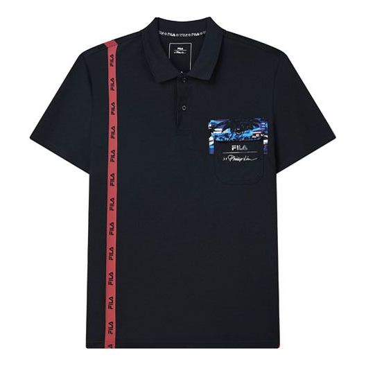 Polotröja FILA 3.1 Phillip Lim Crossover Print Short Sleeve Polo Svart | F11M126104F-NV, 0