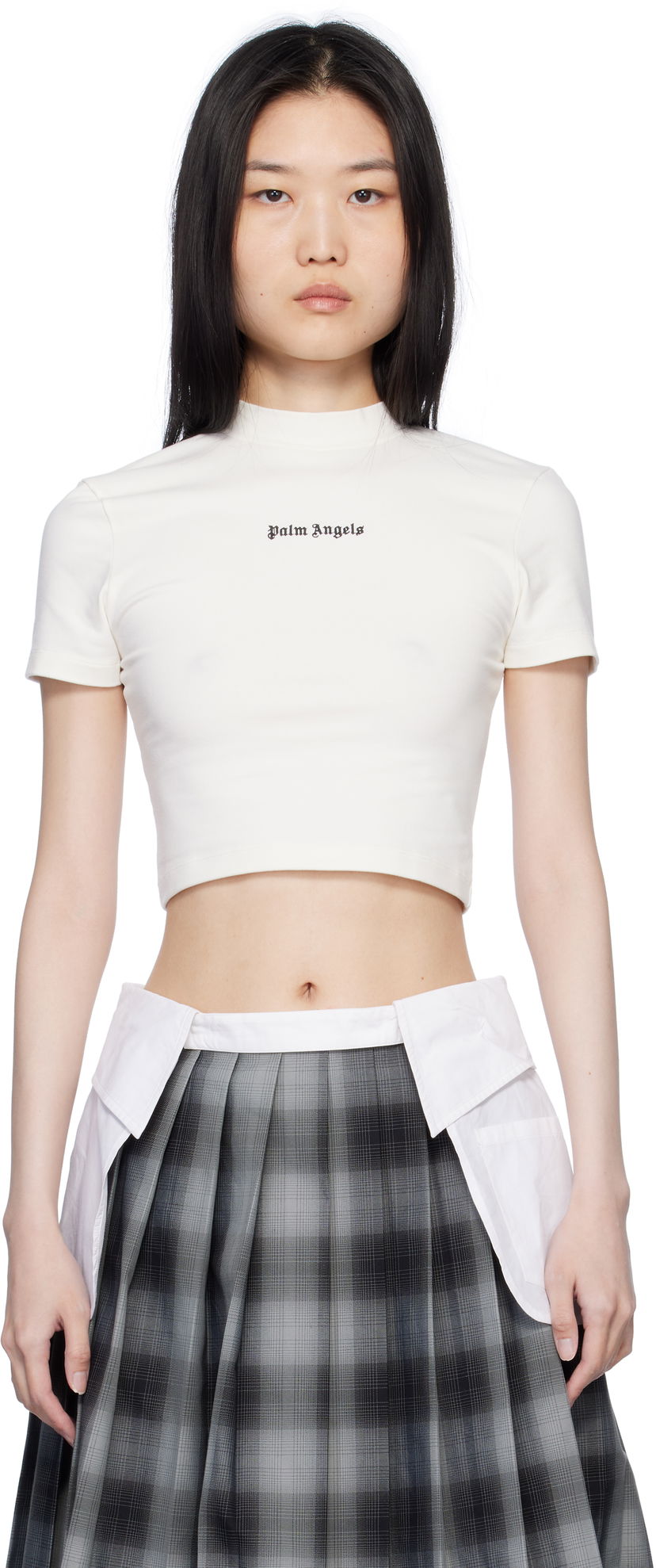 Crop top Palm Angels Classic Logo Crop T-Shirt Vit | PWAA074C99JER0010310