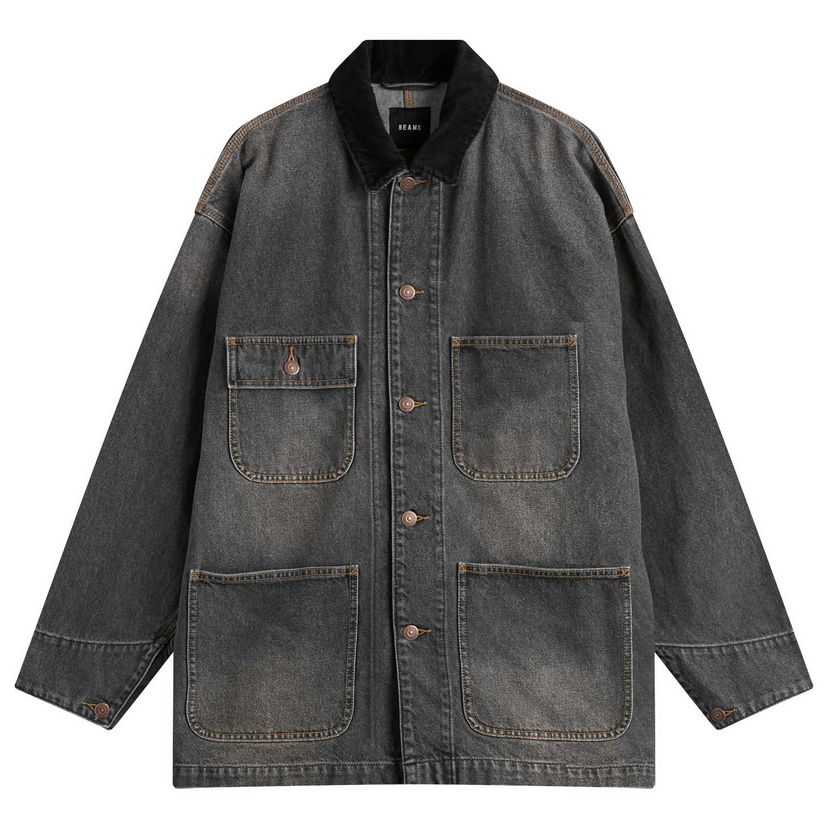 Jacka BEAMS Loose Coverall Denim Jacket, Size Small Grå | 1118-3309-791-19