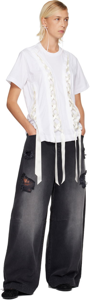 T-shirt Simone Rocha Simone Rocha Unraveling Ribbon T-shirt Vit | 5368 0553, 3