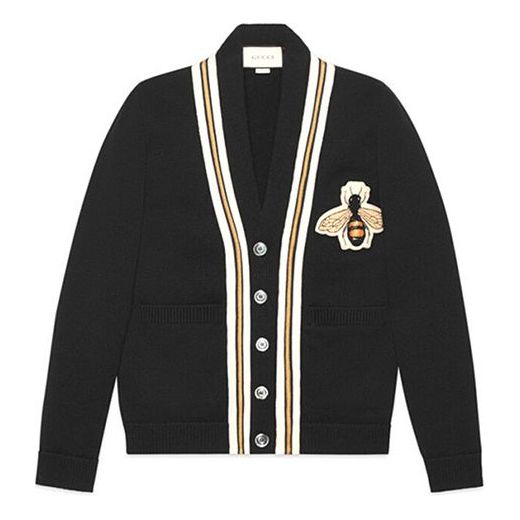Sweater Gucci Gucci Cardigan with Applique Svart | 456883-X5H38-1082