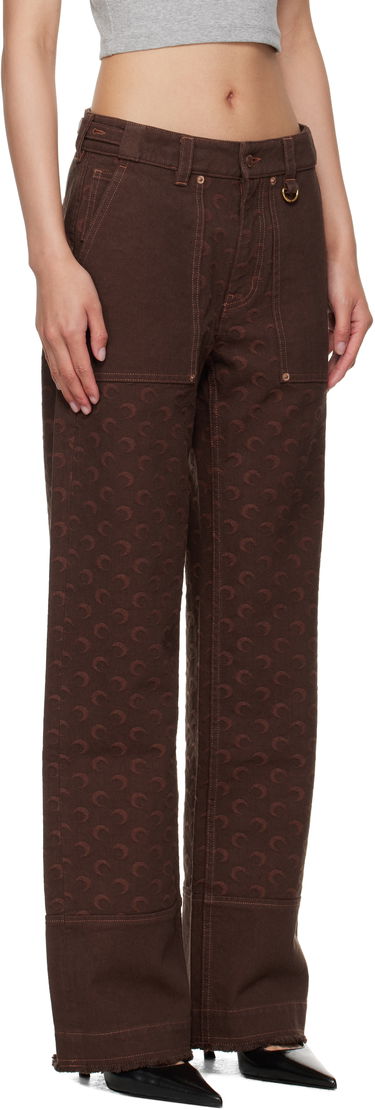 Cargo byxor Marine Serre Marine Serre Moon Jacquard Twill Workwear Cargo Pants Brun | WPA141B CWOV0063, 1