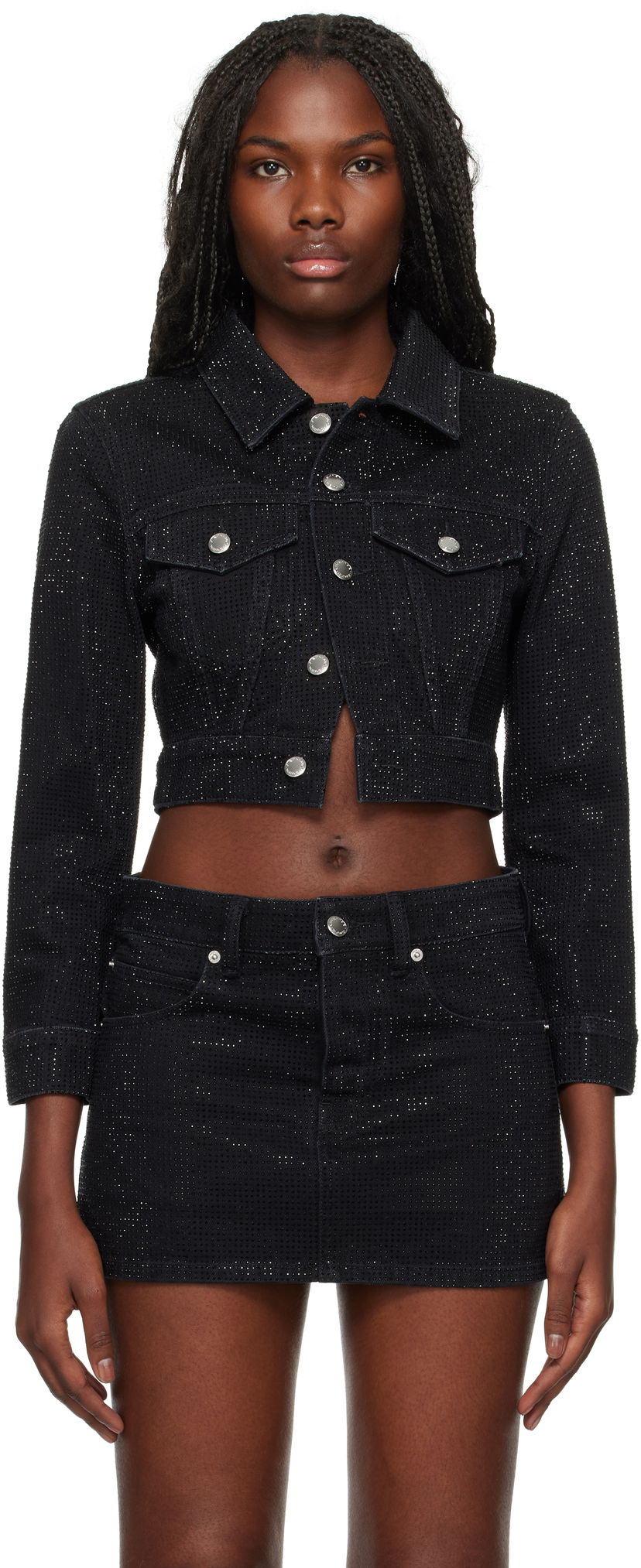 Jacka Alexander Wang Cropped Denim Jacket Svart | 1WC4242430