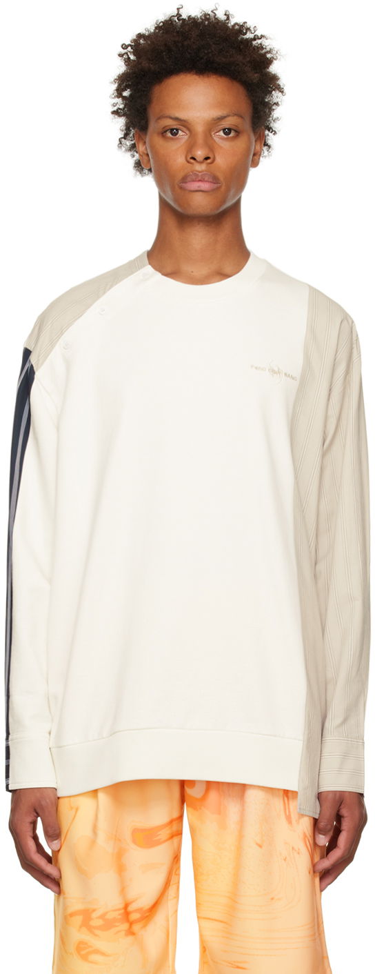 Sweatshirt Feng Chen Wang Feng Chen Wang Paneled Sweatshirt Vit | FMF14SS03