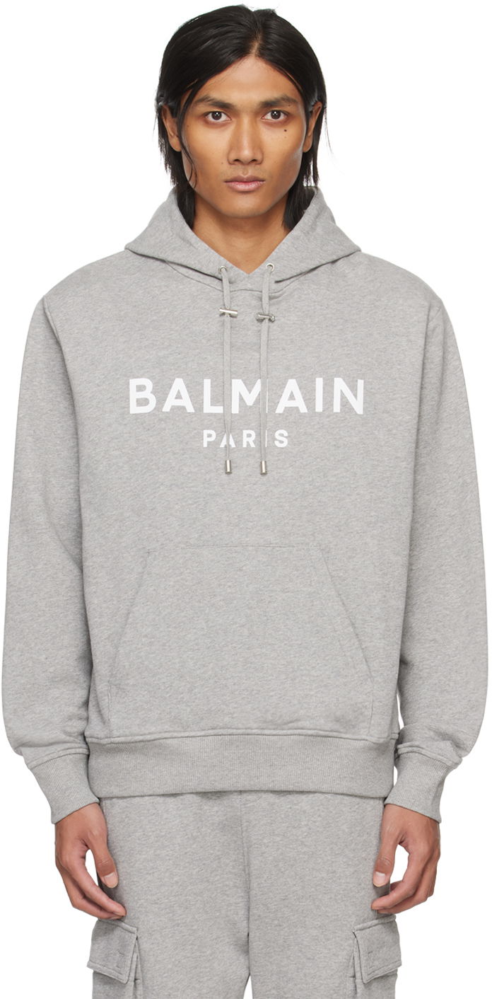 Sweatshirt Balmain Printed Hoodie Grå | CH1JR002BB65