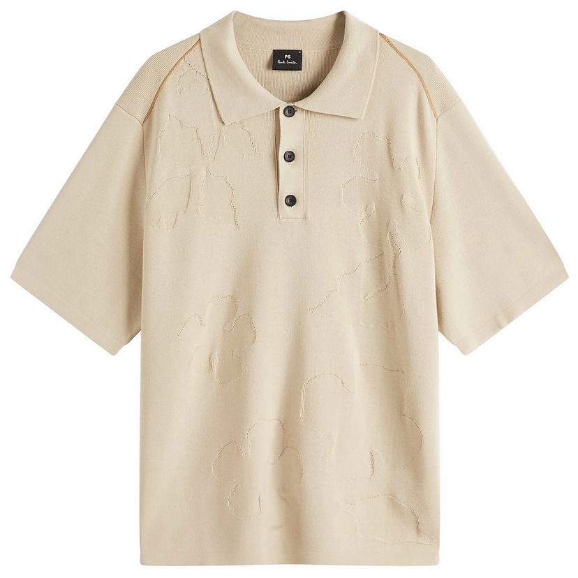 Polotröja Paul Smith Paul Smith Flower Knit Polo Shirt, Size Large Beige | M2R-330Z-P22367-03