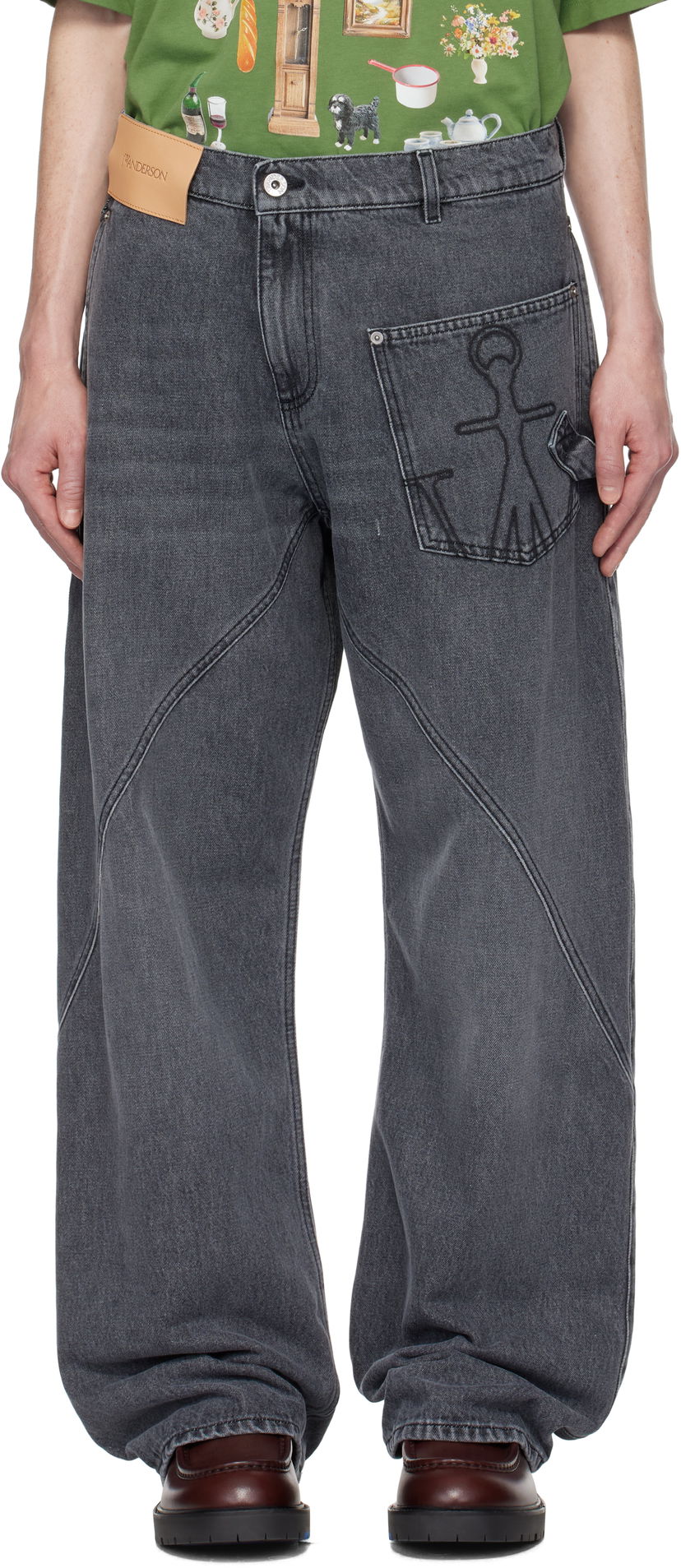 Jeans JW Anderson JW Anderson Twisted Workwear Denim Jeans Grå | DT0110-PG1745