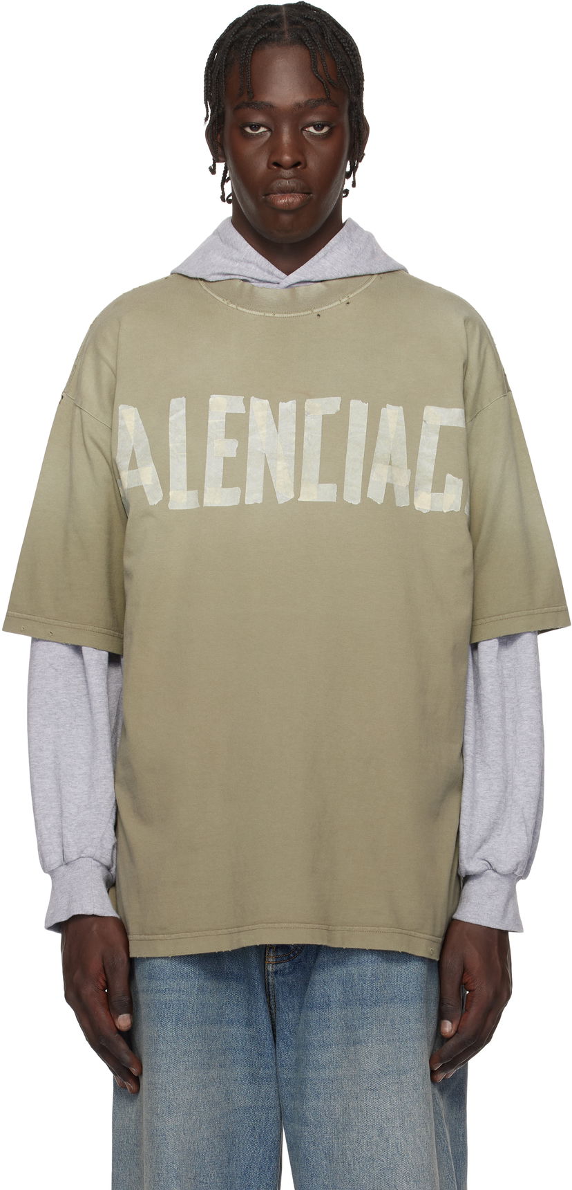 T-shirt Balenciaga New Tape Type Medium Fit T-Shirt Grön | 739784TOVA9