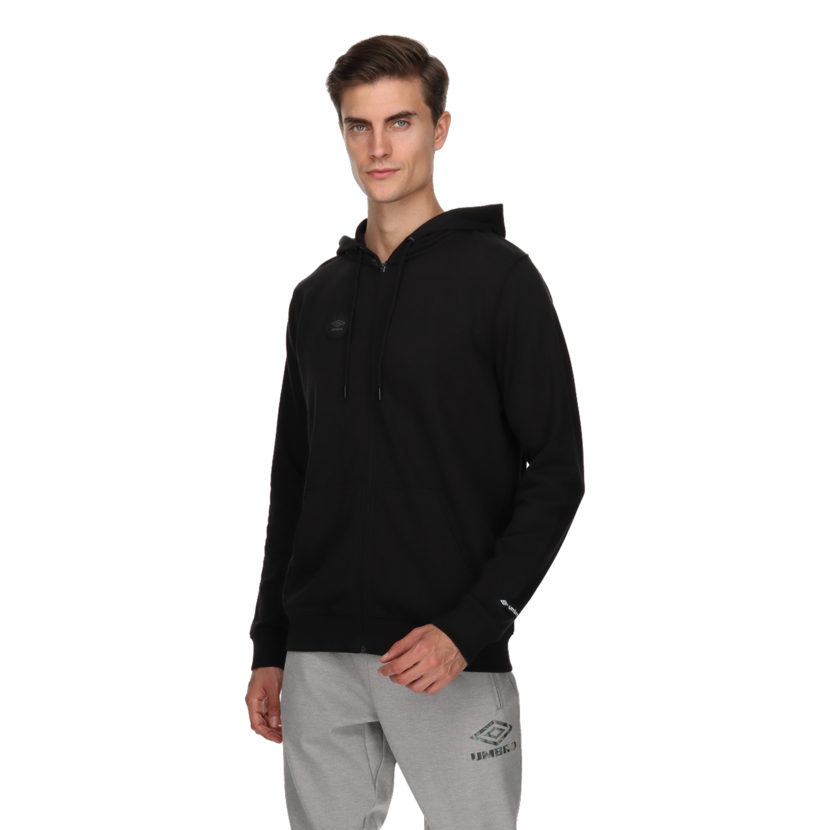 Sweatshirt Umbro BASIC LOGO FULL ZIP HOODIE Svart | UMA231M602-01, 0