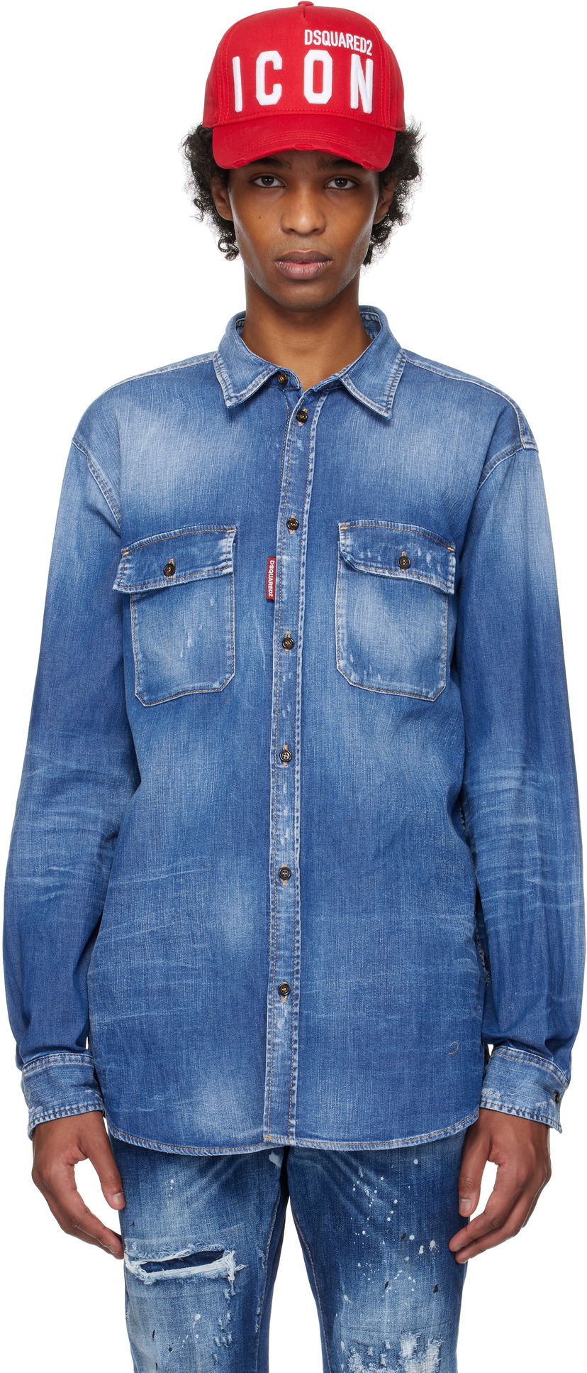 Skjorta DSQUARED2 Dsquared2 Dan Worker Pocket Denim Shirt Blå | S74DM0904_S30341