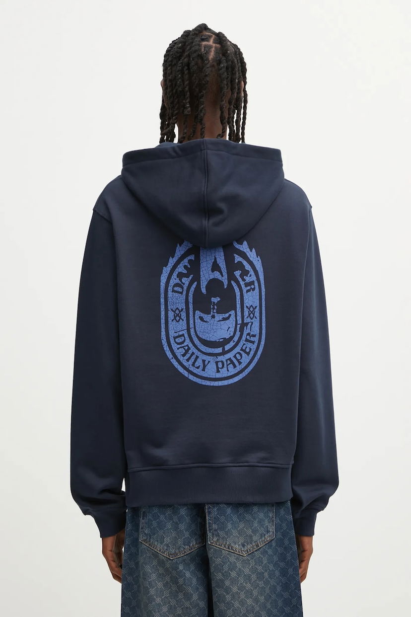 Sweatshirt DAILY PAPER Daily Paper Candle Label Graphic Print Hoodie Mörkblå | 2521106