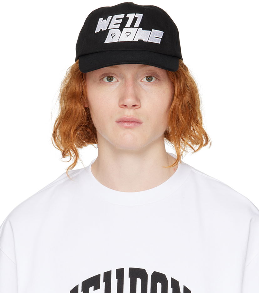 Keps We11done We11done Square Logo Washed Cap Svart | WD-AH3-22-416-U-BK