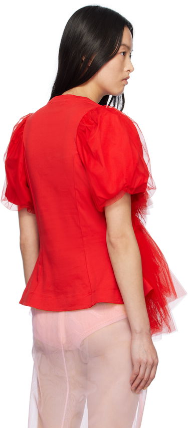 T-shirt Simone Rocha Simone Rocha Tulle Overlay Puff Sleeve Tutu Hem T-Shirt Röd | 5310 0553, 2
