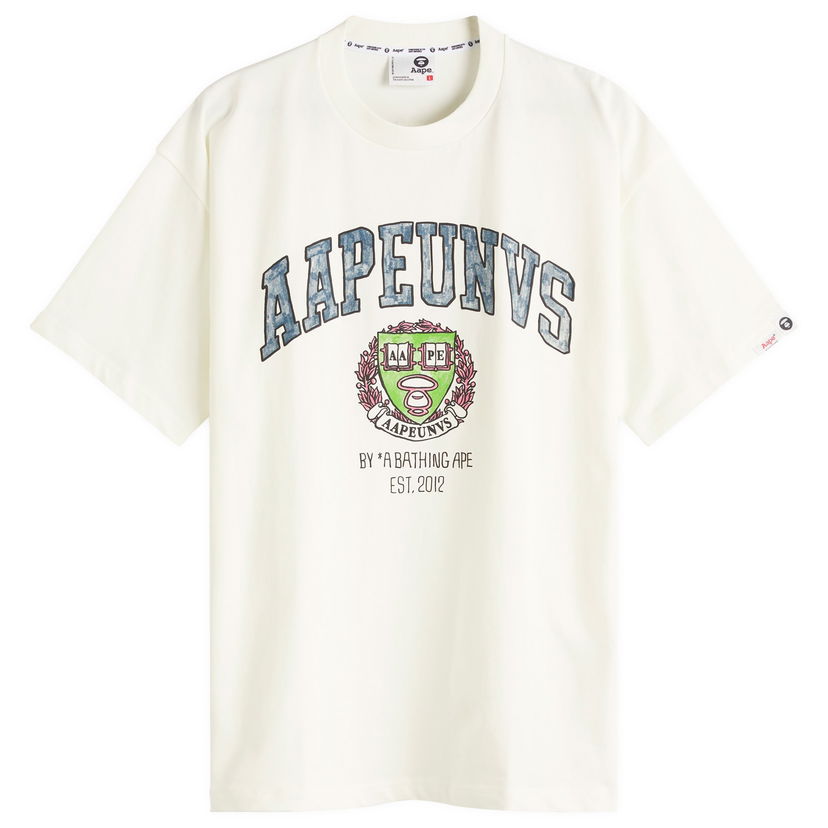 T-shirt AAPE by A Bathing Ape AAPE College Theme T-Shirt, Size Large Vit | AAPTEM1626XX-IVO