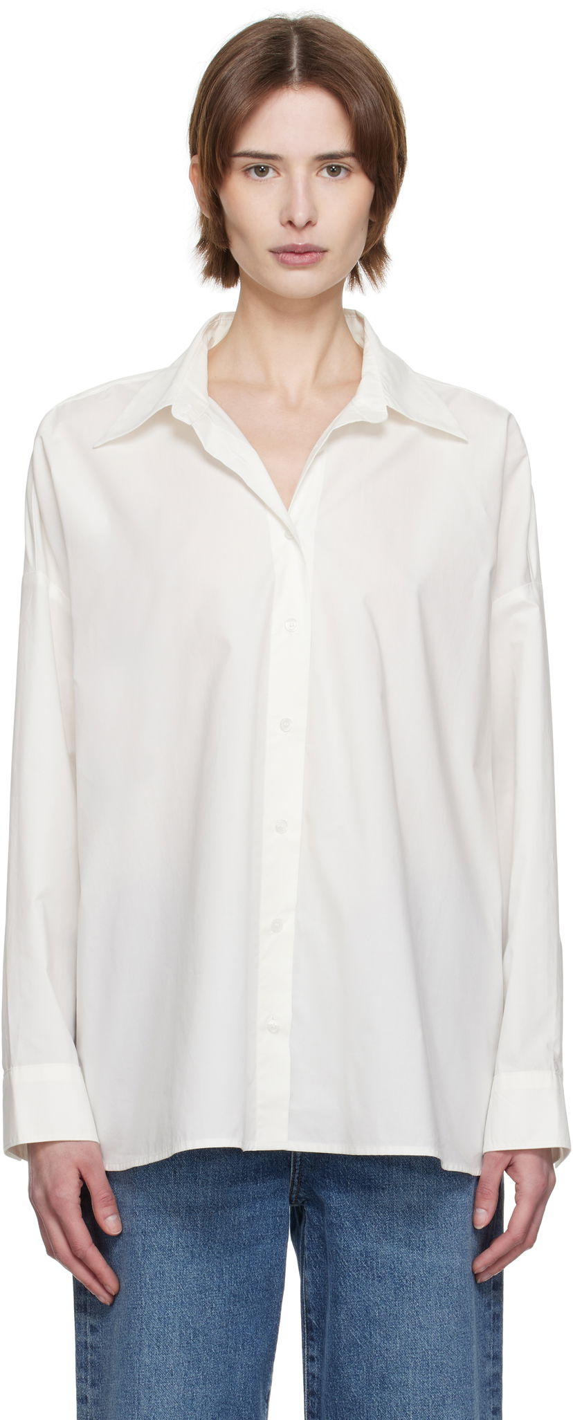 Skjorta AGOLDE AGOLDE Roux Relaxed-Fit Shirt Vit | A7354-1769