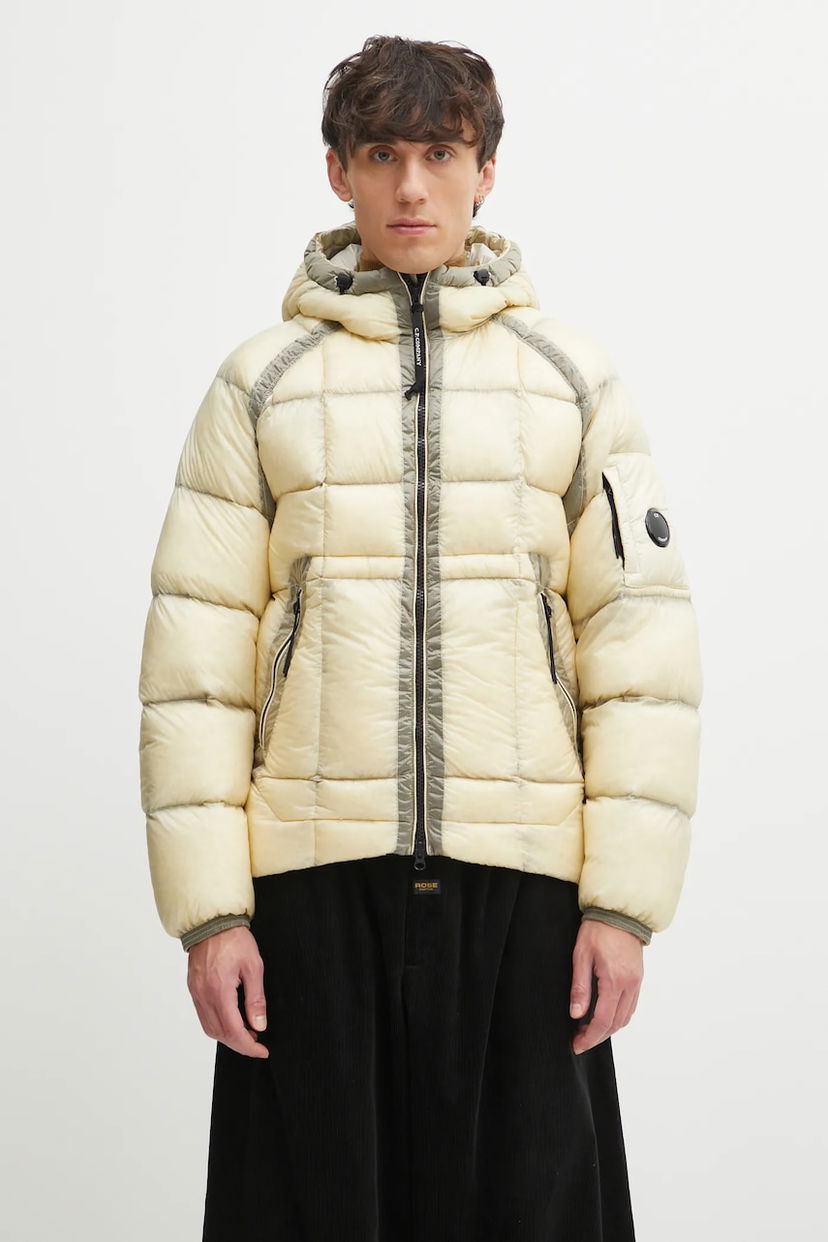 Pufferjacka C.P. Company Winter Hooded Quilted Down Puffer Jacket with Contrast Trim Beige | 19CMOW702A110416A