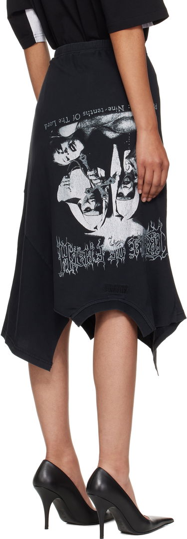 Kjol VETEMENTS Vetements Cradle Of Filth Print Asymmetrical Midi Skirt Svart | WCF76SK690M, 2