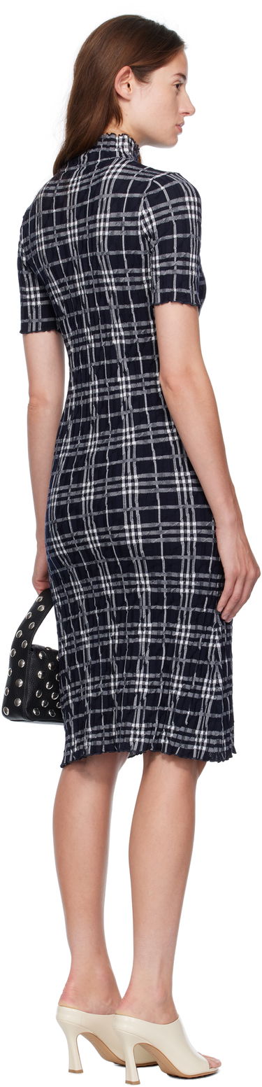 Klä Burberry Burberry Check Wool Blend Midi Dress Mörkblå | 8111428, 2