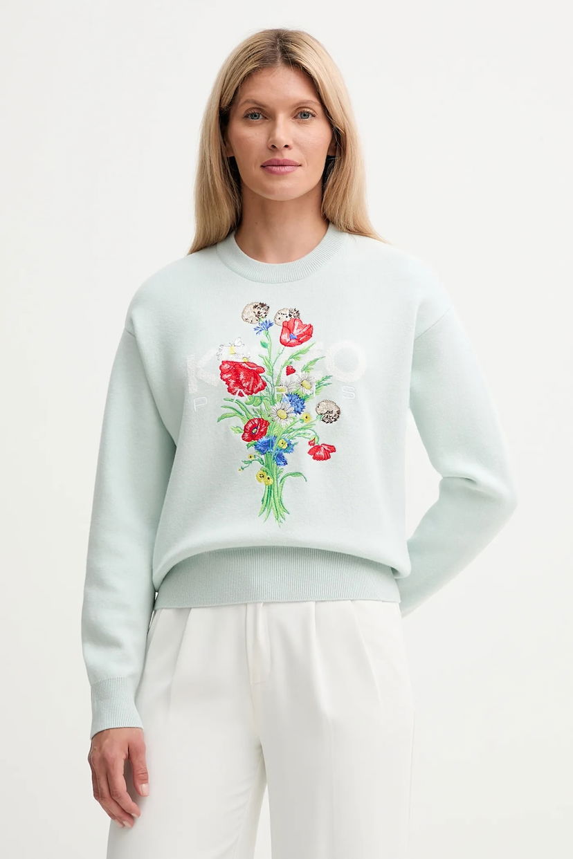 Sweater KENZO Kenzo Women's Floral Sweater Grön | FF62PU7303BG