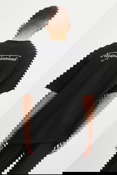 T-shirt Neighborhood NEIGHBORHOOD HEATHER FABRIC Script Logo Pocket T-Shirt Svart | 252UWNH.CSM10, 2