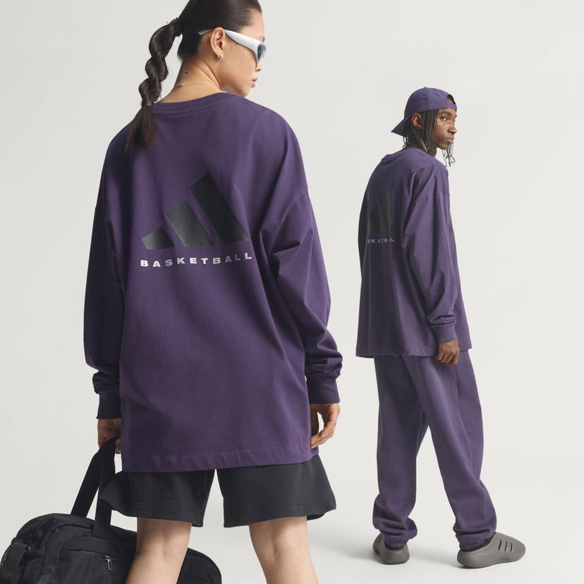 T-shirt adidas Performance Basketball Loose Fit Long Sleeve T-Shirt Purpur | JX5581