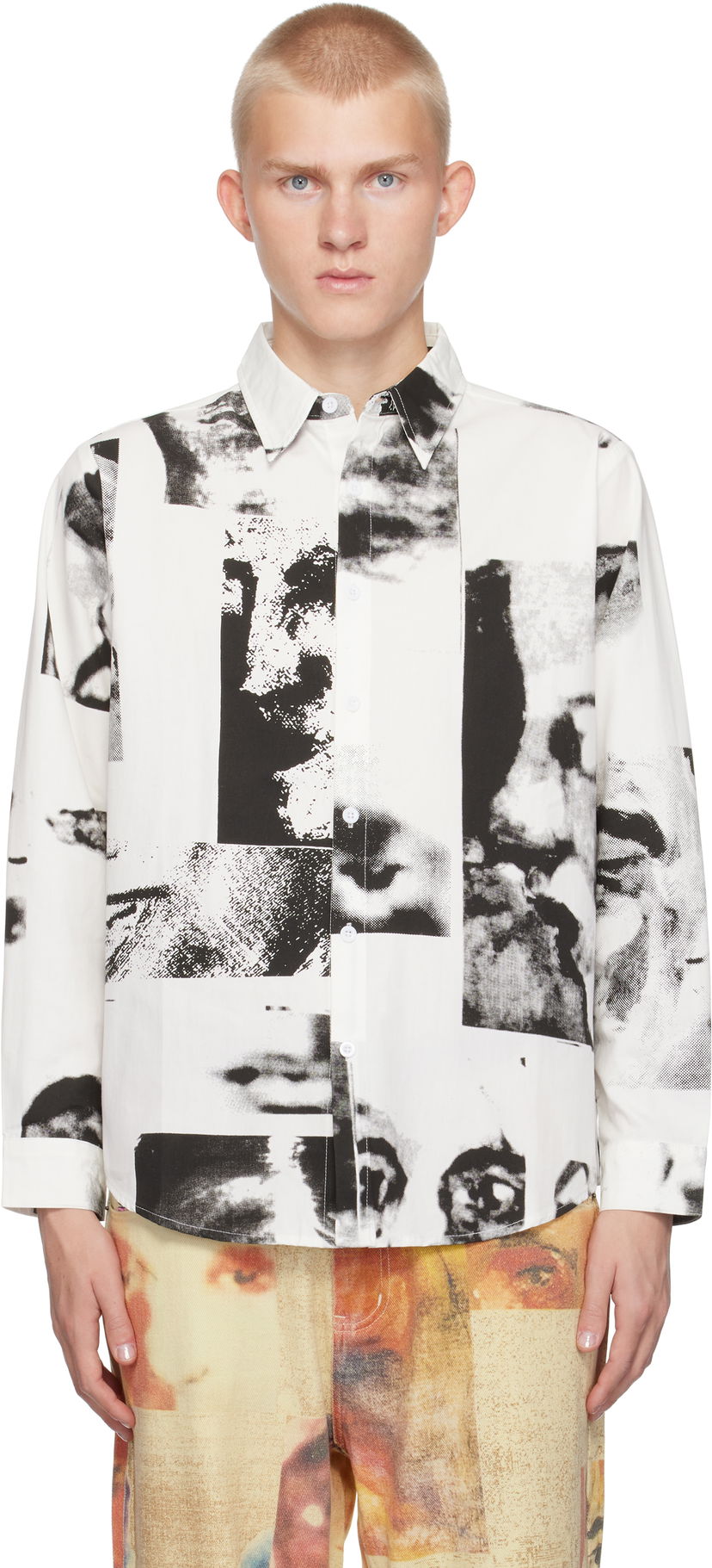 Skjorta KidSuper Collage Faces Shirt Vit | AW24-LTP-14