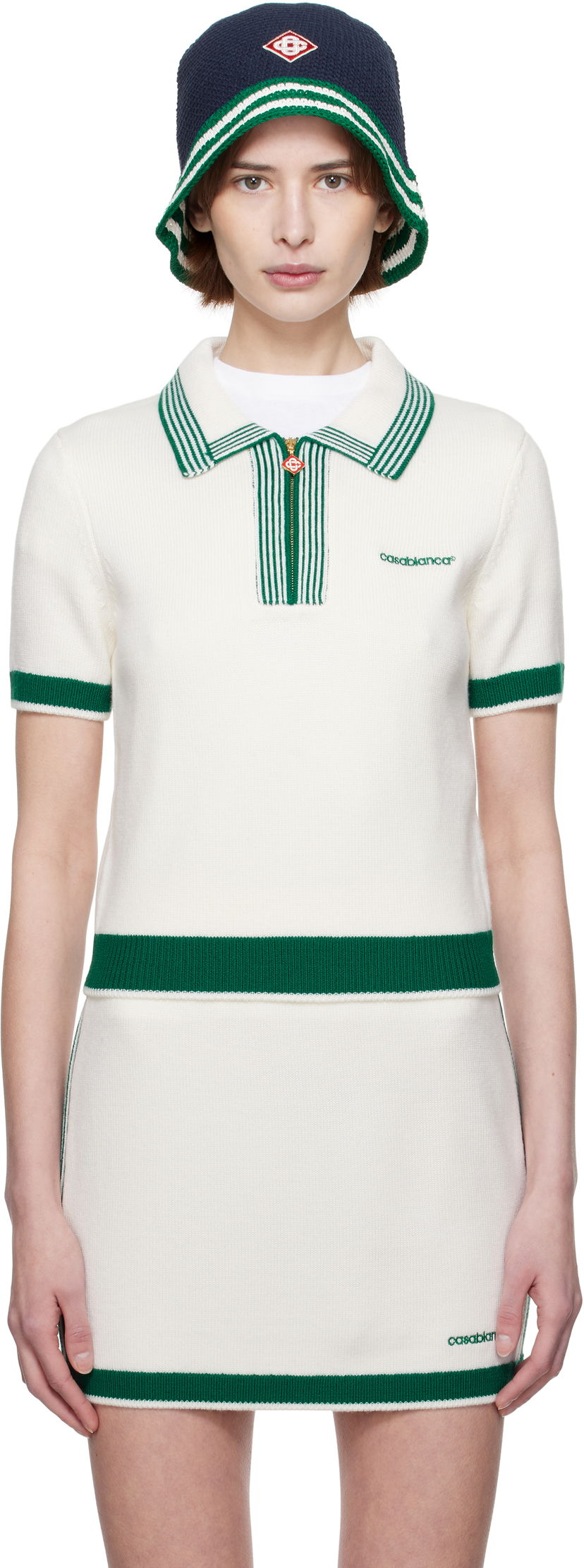 Kjol Casablanca Casablanca Knit Tennis Polo Vit | WPS25-KW-856-01
